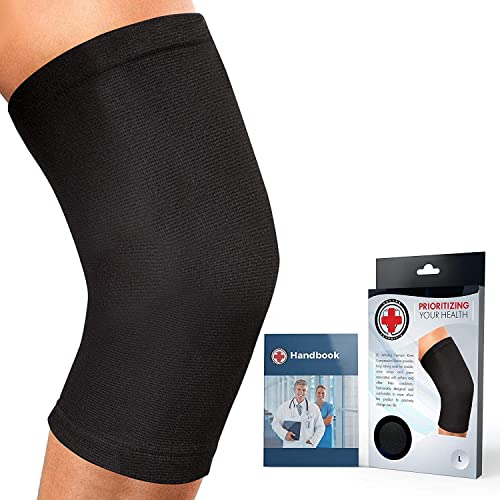 Doctor Developed Knee Brace / Knee Support / Knee Compression Sleeve [single] & Doctor Written Handbook -guaranteed relief for Arthritis, Tendonitis, Injury, (Black/Pink) (Black, 6X-Large (Pack of 1))