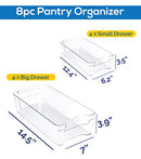 Set of 8 Pantry Organizers-Includes Organizers - Clear Plastic Pantry Storage Racks