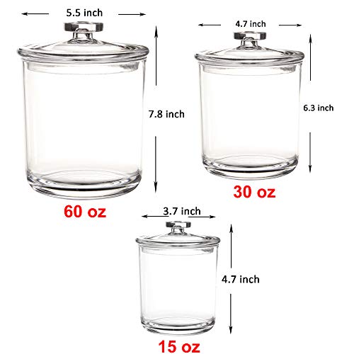 Youngever 60-Ounce, 30-Ounce-15-Ounce Clear Plastic Apothecary Jars Set of 3