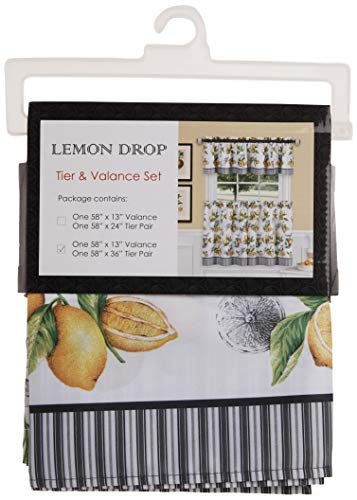 LDTV36YL12 Lemon Drop Tier and Valance Window Curtain Set, 58" x 36", Yellow