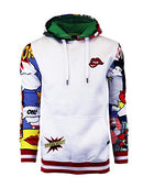 Mens Urban Hip Hop Premium Fleece Hoodie - Pullover Streetwear Pop Art Patch