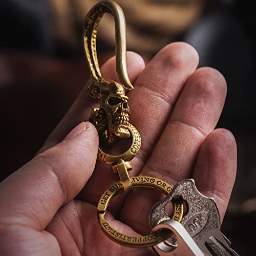 Skull Keychains Cool Brass Keyring for Men