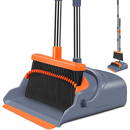 Broom and Dustpan Set, Self-Cleaning with Dustpan Teeth, Ideal for Dog Cat Pets
