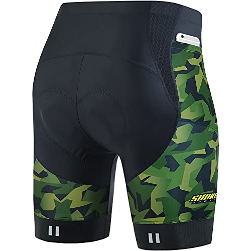 Sports Padded Bike Shorts for Men Cycling Bicycle Shorts (Blackgreen,Large)