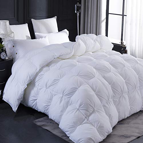 LESNNCIER Cal King Size Goose Down Comforter, Ultra Soft 100% Egyptian Cotton