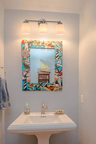 Lighting Vanity Light, Modern Bathroom Wall Light with Glass, Brushed Nickel 3 Light