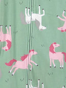 Simple Joys by Carter's Girls' Loose-Fit Fleece Footed Pajamas, Pack of 2, Horses/Floral, 8