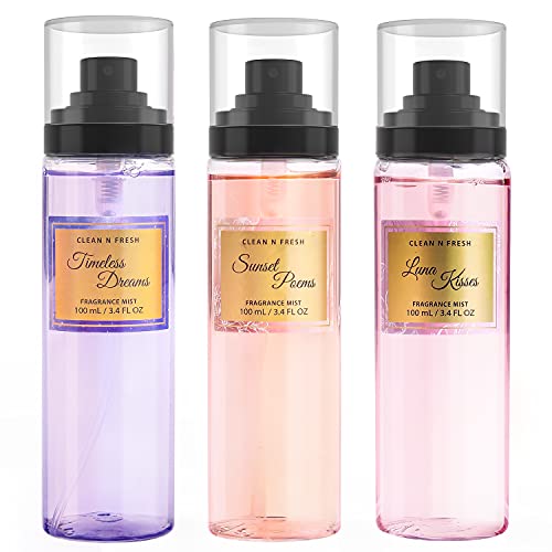 Body Spray, Body Mist for Women, Fragrance Mist Sets, Pack of 3, Each 3.4 Fl Oz,