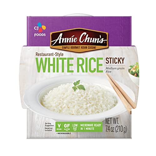 Cooked White Sticky Rice: Instant, Microwaveable, Nutritious & Delicious, 7.4 Oz