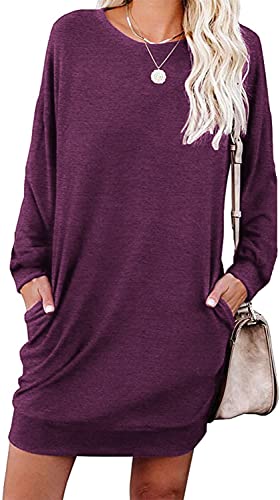 Women's Sweatshirt Dress Casual Solid Long Sleeve Dress