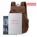 High Capacity Canvas Vintage Backpack - for School Hiking Travel 12-17" Laptop