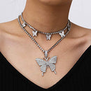 Big Butterfly Pendant Necklace Rhinestone Chain for Women Girl  Choker Necklace