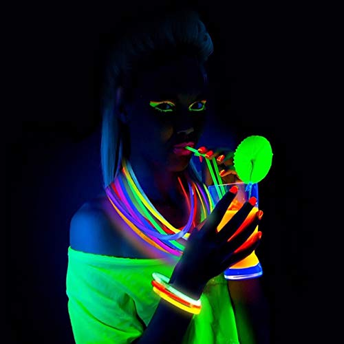 Premium Glow Sticks 100 Bulk Party Supplies Glow in The Dark 12 Hours Glow Party Pack 8 inch with Unique Connectors Neon Glow Bracelets Necklaces for Kids Camping Accessories 205 Pcs