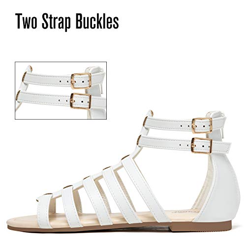 Women's Gladiator Sandals Slip Resistant Flat Strap Sandal Ankle Zipper