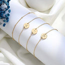 14K Gold Filled Layered Beaded A Letter Initial Bracelet Personalized Disc Charm Bracelet