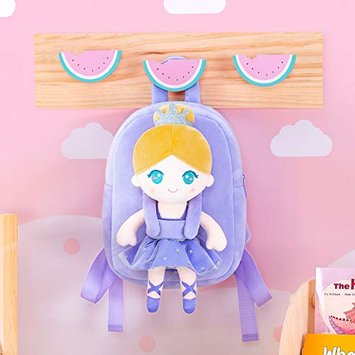 Toddler Backpack Kids Backpack with Soft Ballerina Baby Doll Purple Age 2+