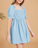 Girls Summer Chiffon Ruffle Mini Dress Square Neck