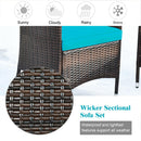 4PCS Rattan Patio Furniture Set Cushioned Sofa Chair Coffee TableTurquoise HW63214TU