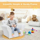Children Upholstered Princess Sofa with Ottoman and Diamond Decoration for Boys and Girls - White