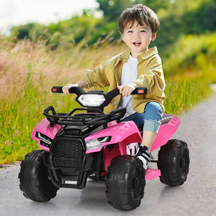 6V Kids ATV Quad Electric Ride On Car with LED Light and MP3 (Pink)