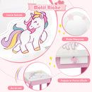 Kids Wooden Makeup Dressing Table and Chair Set with Mirror and Drawer - Pink