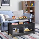 Lift Top Coffee Table with Hidden Storage Compartment and Lower Shelf for Study Room (Black)