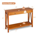 Console Table with Drawer Storage Shelf for Entryway Hallway - Natural