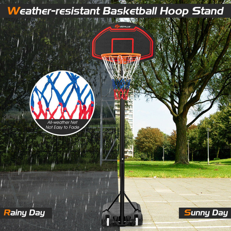 Adjustable Kids Basketball Hoop Stand with Durable Net and Wheel