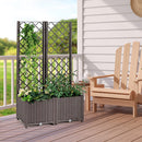 Raised Garden Bed with Trellis Planter Box for Climbing Plants - Brown