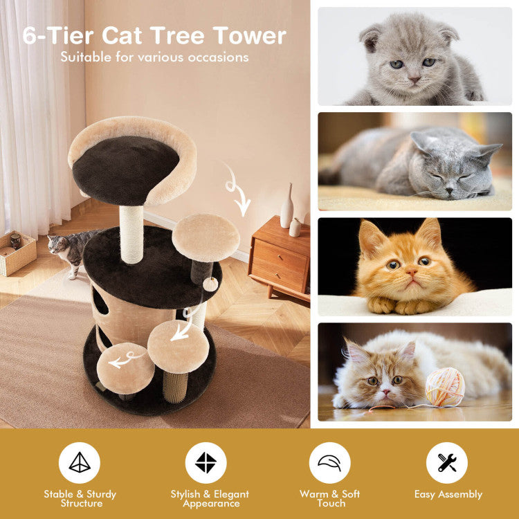 40 Inch Cat Tree Tower Multi-Level Activity Tree with 2-Tier Cat-Hole Condo