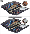 Mens Vintage Genuine Leather RFID Blocking Long Wallet Bifold Wallets For Men