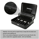 Large Cash Box with Lock - 2017 New Metal Money Box 100% Safe Black