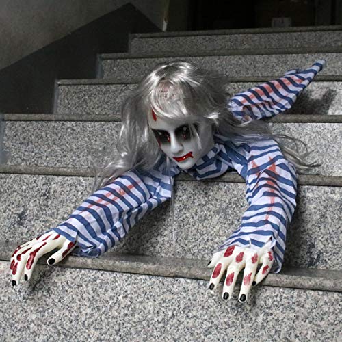 Halloween Animated Decoration Props Creepy Crawling Electric Female Ghost