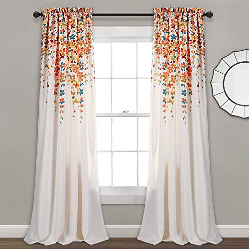 Weeping Flowers Darkening Window Curtains Panel Set  84 in x 52 in. 2 Count