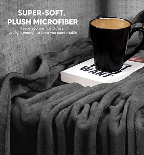 Fleece Blanket Queen Size Grey 300GSM Luxury Bed Blanket Anti-Static Fuzzy Soft Blanket