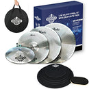 Low Volume Cymbal Pack with Drum Mute Pads, All-In-One 5-Piece Cymbal Set