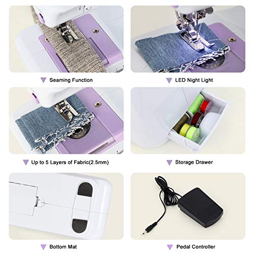 Mini Sewing Machine Portable Household Electric Small Crafting Mending Sewing Machines with Foot Pedal