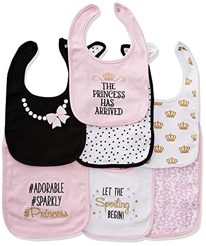 Hudson Baby Unisex Baby Cotton Bibs, Princess, One Size