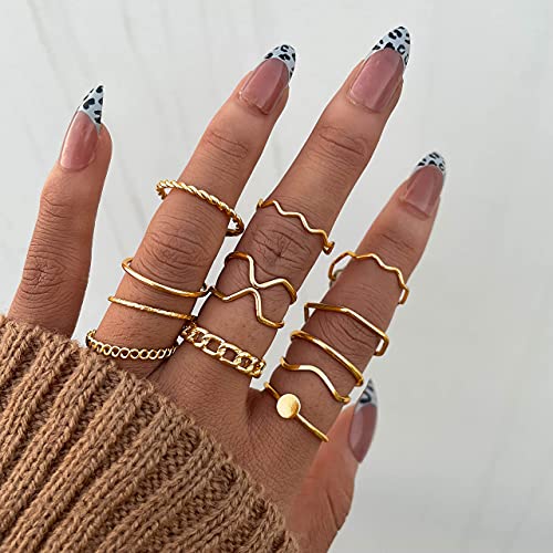 68 Pcs Gold Knuckle Rings Set for Women Girls, Stackable Rings