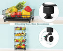 4 Tier Fruit Basket Stand with Lockable Wheels, 4 Wire Basket for Fruit Vegetable Pantry