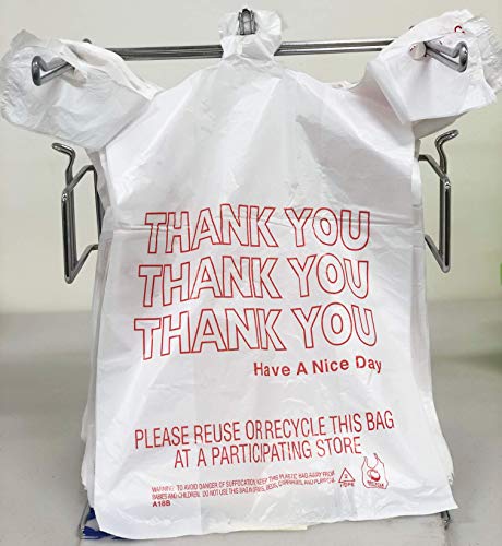 Thank You T-Shirt Bags (1000 Count), Plastic - Bulk Shopping Bags, Restaurant Bag