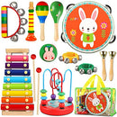Wooden Percussion Instruments Set for Kids Baby with Xylophone