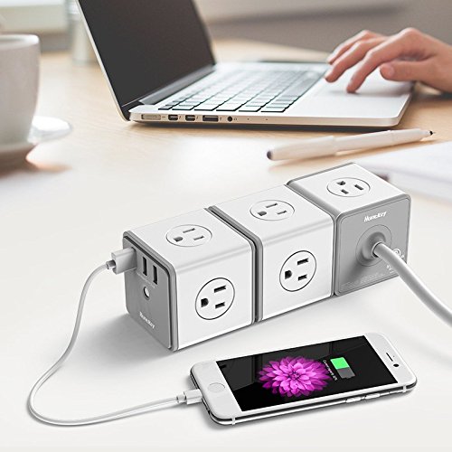 Huntkey Surge Protector USB Wall Adapter with 4 AC Outlets 3 USB Charging Ports