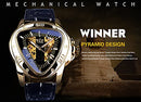 Winner Fashion Mechanical Wrist Watch Triangle Racing Dial, Golden Watch for Men