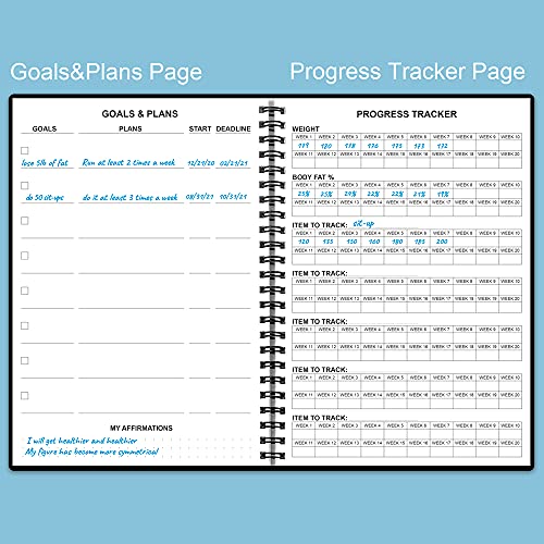 Fitness Journal for Women & Men - A5 Workout Journal/Planner to Track Weight Loss, GYM, Bodybuilding Progress