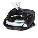 Fashion Shoulder Bag Rucksack PU Leather Women Girls Ladies Backpack Travel bag (Black)