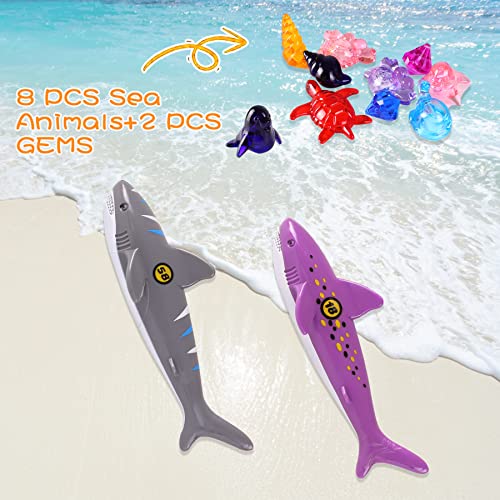 24 Pack Summer Pool Diving Toys for Kids, Fun Swimming Pool Games Sinking Toy Set, Underwater Diving Gifts with Storage Bag Include Torpedo Gems Shark Diving Rings Sea Animals for Boys Girls