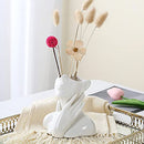 Ceramic Face Vases,White Flower Vases for Decor, 4.3" W x 5" H Modern Vase