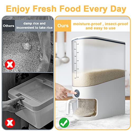 26.5 Lbs Rice Dispenser, Large Sealed Integrated Grain Container Storage, Rice Container