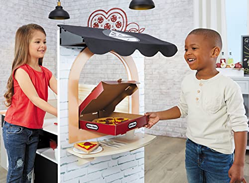 Real Wood Pizza Restaurant Wooden Play Kitchen Cook and Serve with Realistic Lights